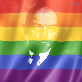 Image of Lenin and rainbow flag Image of Lenin and rainbow flag